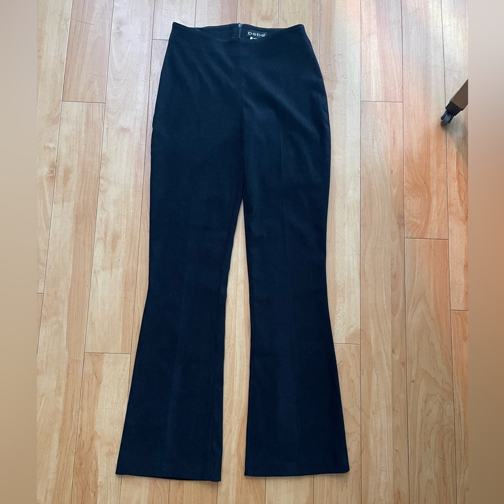 Y2K Vintage bebe Black Suede Flare Mid-rise Pants Size 4